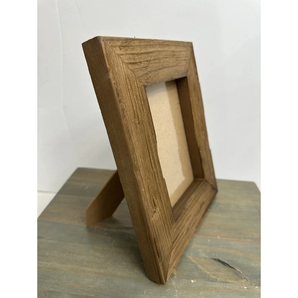 Vintage Handmade Rustic Wood Reclaimed Wooden Picture Frame Brown Mantle 5x7 Pic